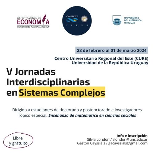 V Jornadas Interdisciplinarias en Sistemas Complejos
